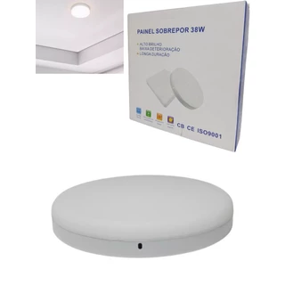 Plafon Led Borda Infinita 38W Sobrepor Bivolt Redondo Branco Frio 6500k 22CM