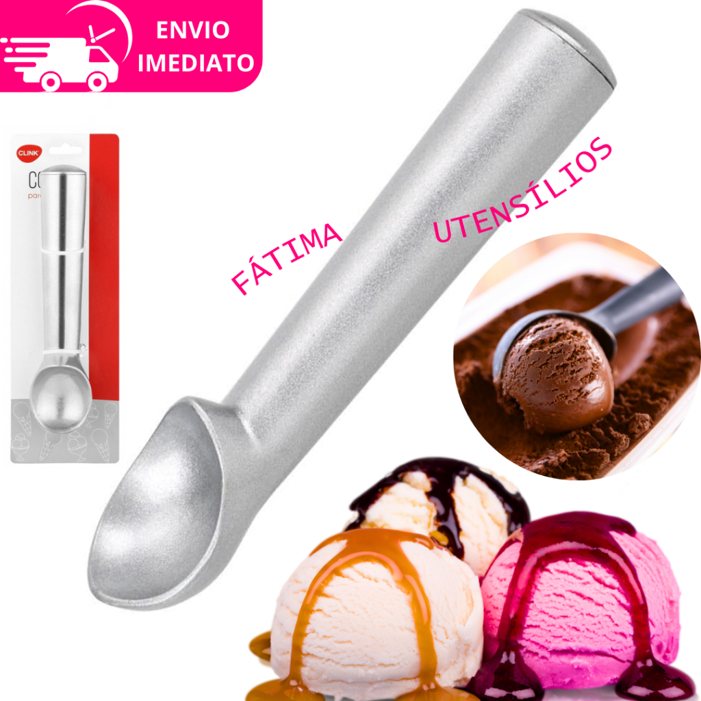 Colher Para Sorvete e Açaí Térmica Profissional Grande Alumínio Pegador ...