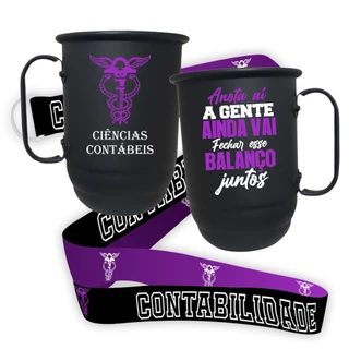 Caneca de alumínio 500ml personalizada com tirante- CONTABILIDADE