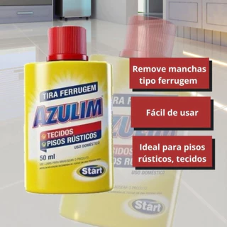 Tira ferrugem azulim 50ml tira qualquer tipo de ferrugem de tecidos, roupas, pisos fácil de usar