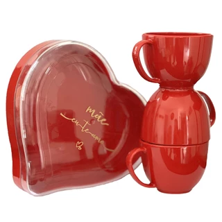 KIT Caixa Coração Acrílico Com Xícaras em acrílico Amor presente Dia Das Mães amor de mãe coração