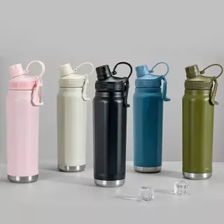 Garrafa Térmica 800ml em Aço Inox Com Alça e Trava Parede Dupla Para Água Café Chá Esporte