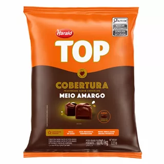 Cobertura Chocolate Sabor Meio Amargo Gotas Top 1,010Kg Harald Profissional