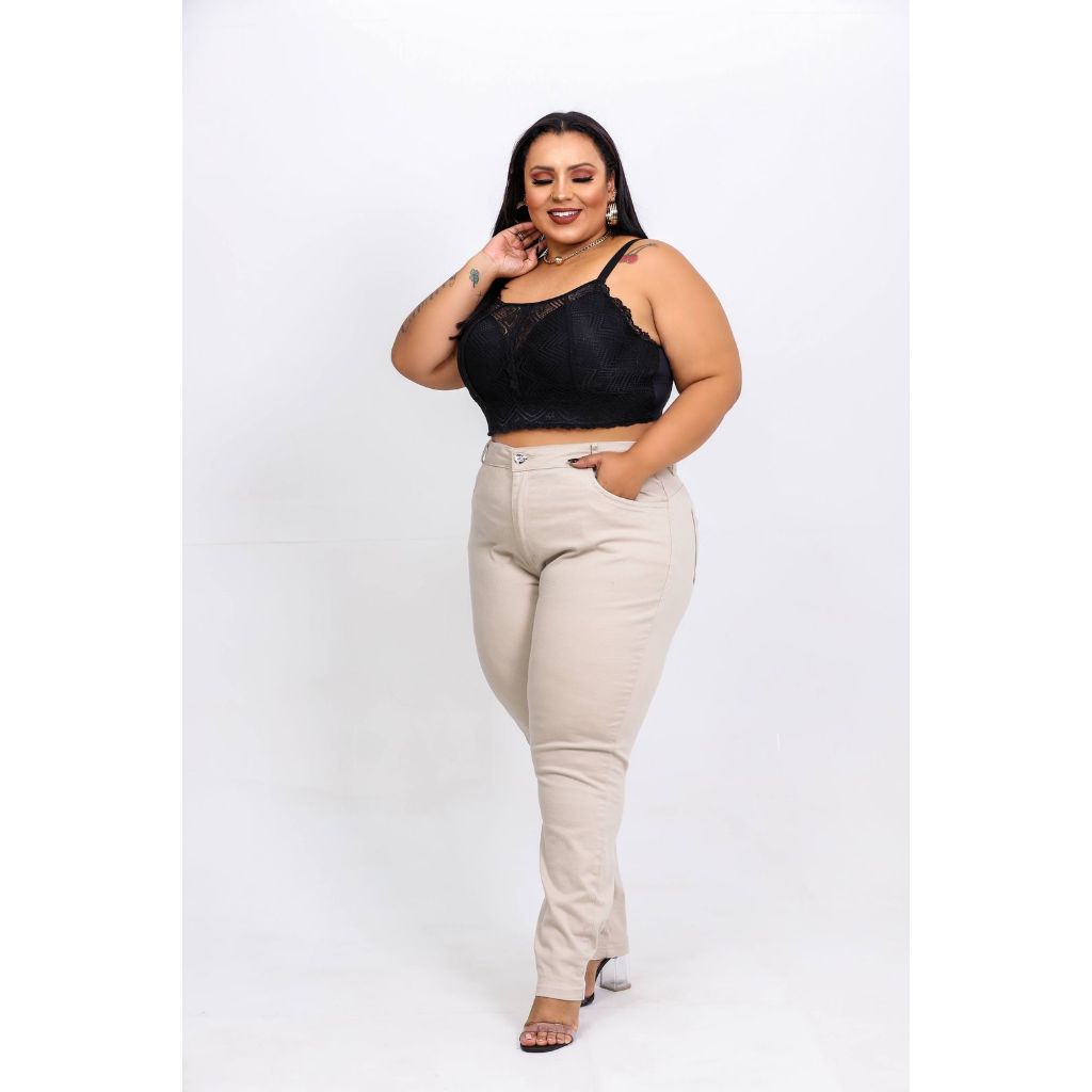 SILVINHASHOP Calça Wide leg Jeans Plus Size Feminina Tamanhos