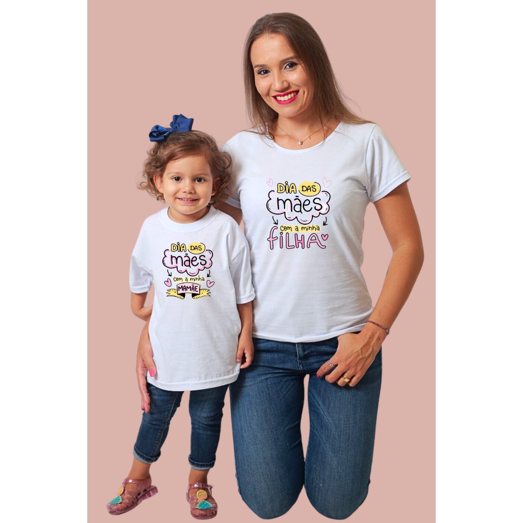 Camisa Personalizada Blusa Mae Pai E Filha Iguais Blusa Feminina