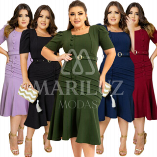 Kit 3 Saias Evangelicas Plus Size Secretaria Lycra Ate 52