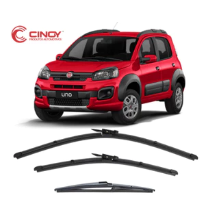 Kit 3 Palhetas Limpador De Parabrisa Dianteiro + traseiro Novo Uno Way Ano 2015 Até 2022