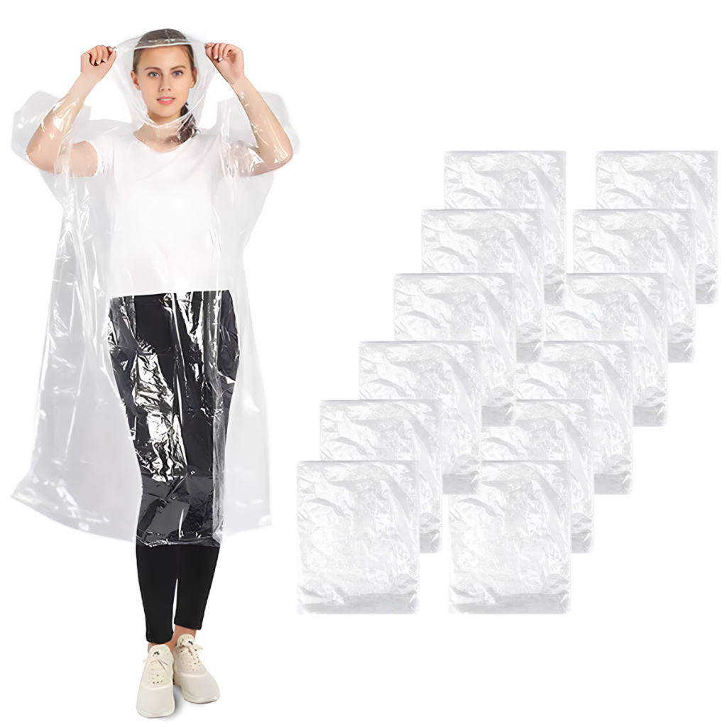 Kit Capas De Chuva Descartável Transparente Incolor Adulto Unisex Pronta Entrega