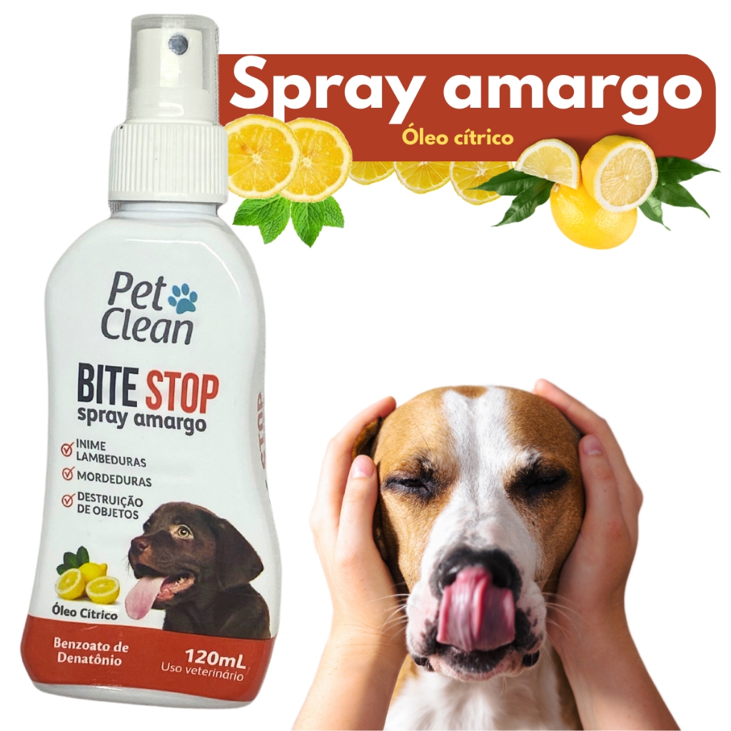 Bite Stop Pet Clean Spray Amargo Adestrador Anti lambida, Mordedura ...