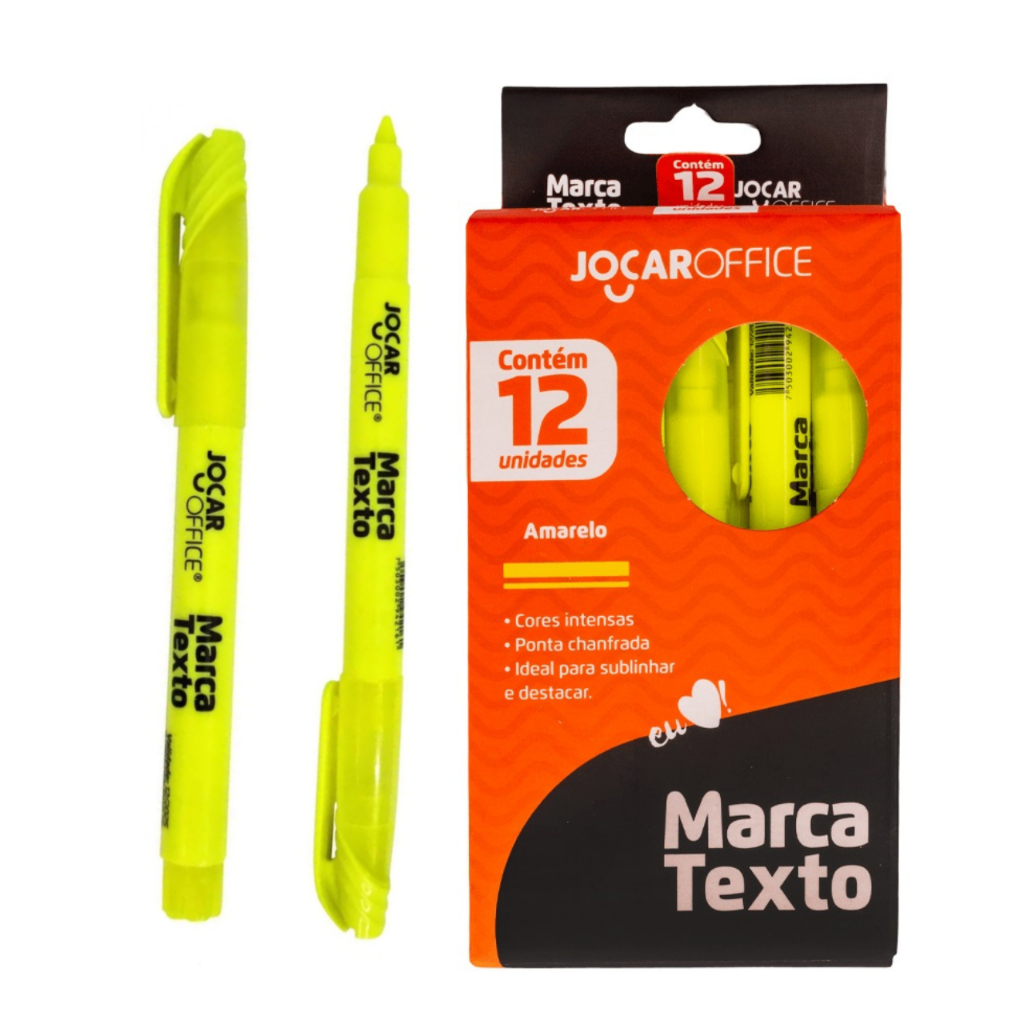 Caneta Marca Texto Amarelo Jocar Office Kit 12 Unidades Caixa | Shopee ...