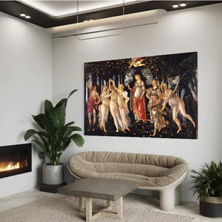 Quadro A Primavera Sandro Botticelli Obra de Arte Renascentista em Tela Acetinada