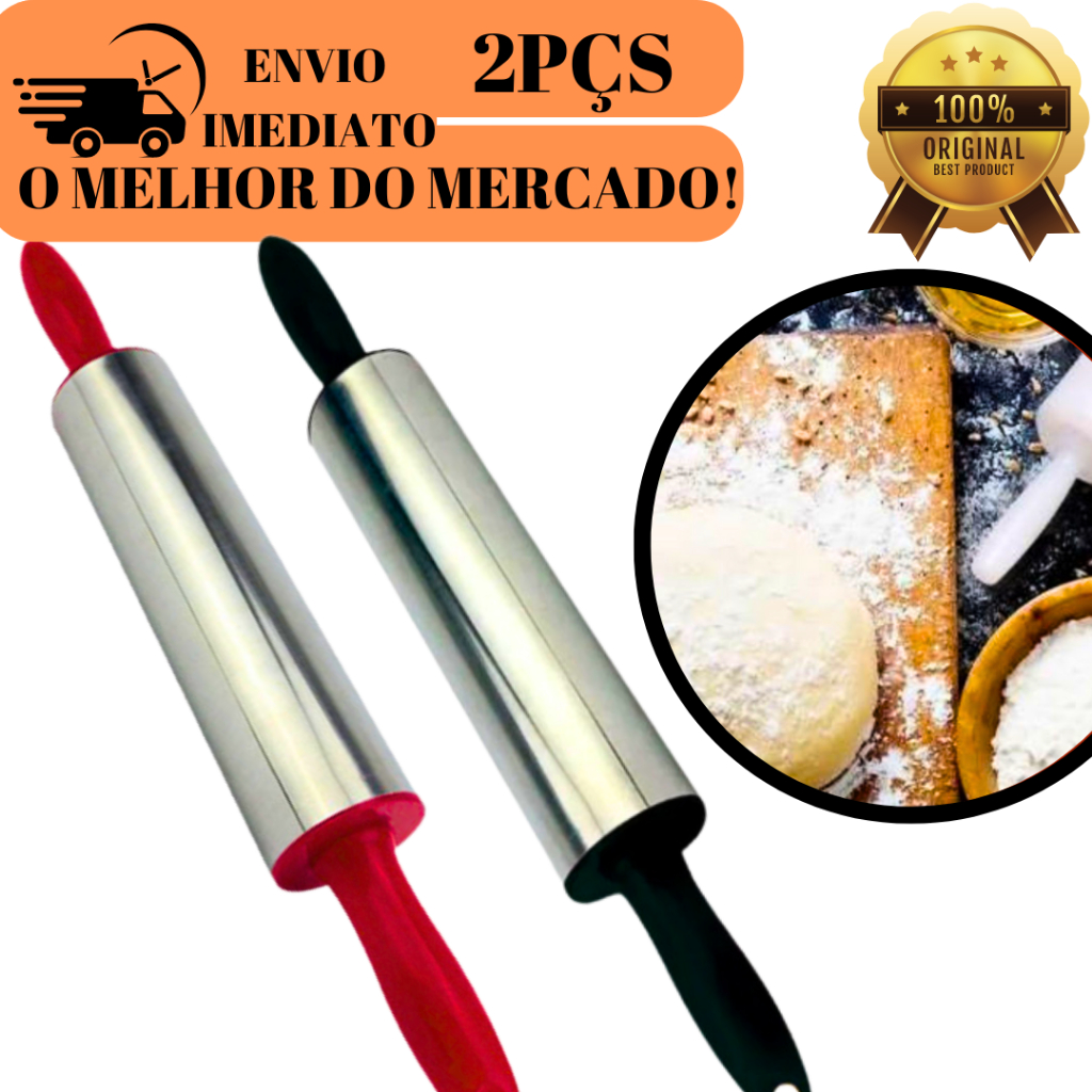 KIT 02 Rolo de Massa em Aço Inoxidável Abridor de Massa 37,5