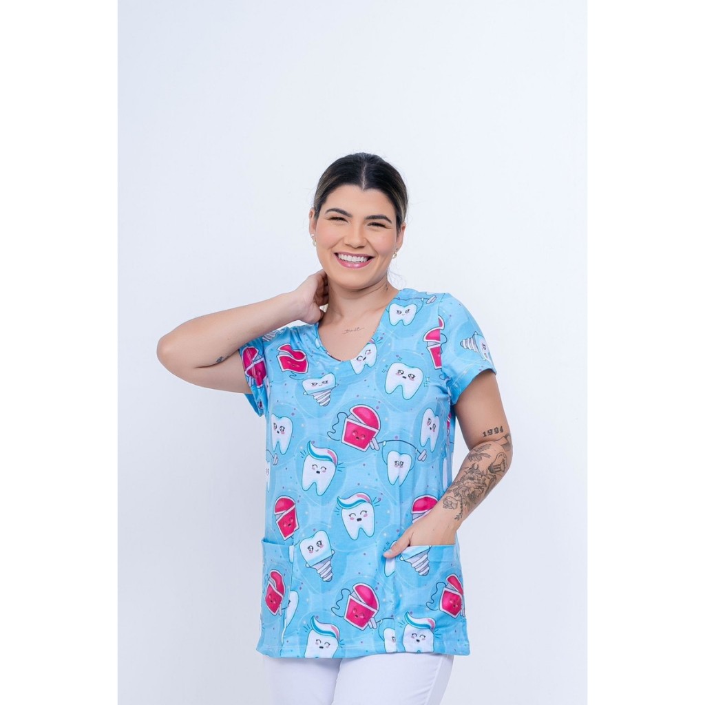 Jaleco de Auxiliar de Saude Bucal Dentista Odontologia