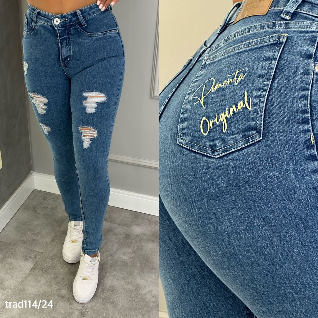 calça jeans rasgada feminina em Promoção na Shopee Brasil 2024