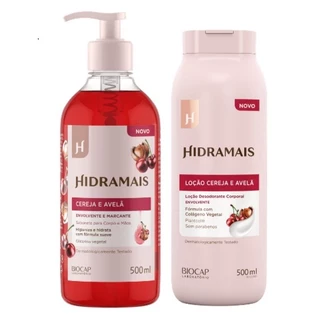 Kit Cereja e Avelã - Sabonete Líquido 500ml e Loção Hidratante 500ml (Lançamento) - Hidramais