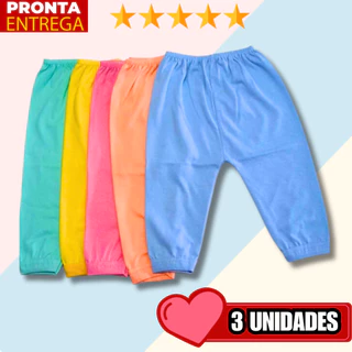 Kit 3 Mijão Calça Bebê Infantil Sem Pé Cor Lisa
