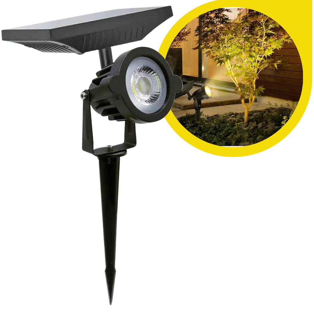 Luminaria Solar para Jardim Espeto Luz solar Spot LED a Prova D'agua 5w Branco Quente 3000k