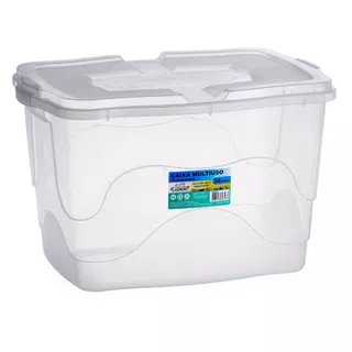 Kit 3 Caixas Organizadora Plástico Transparente 34 Litros Documentos Roupas Ferramentas Livros Brinquedo