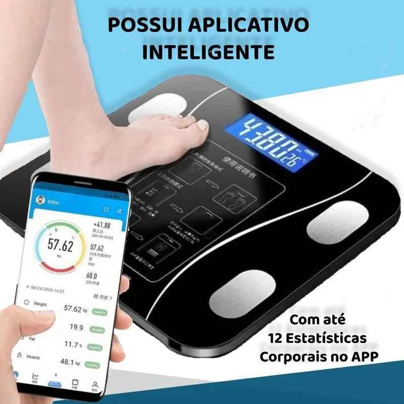 Balança Corporal Bioimpedância Digital Aplicativo Inteligente Bluetooth ...