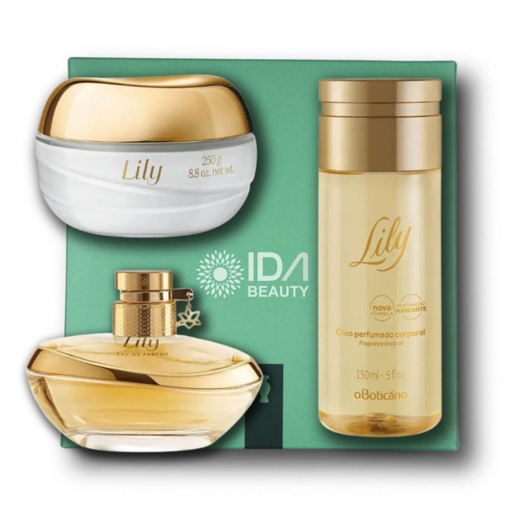 KIT lili creme e perfume acetinado corpo e mãos hidratante lily lulli