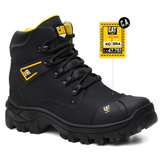 Bota Caterpillar Masculino Couro Legitimo Reforçada Antiderrapante + Palmilha Gel