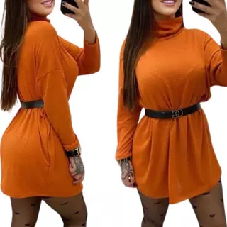Vestido Feminino Manga Longa Plus Size Em Lazinha Estilo Poncho