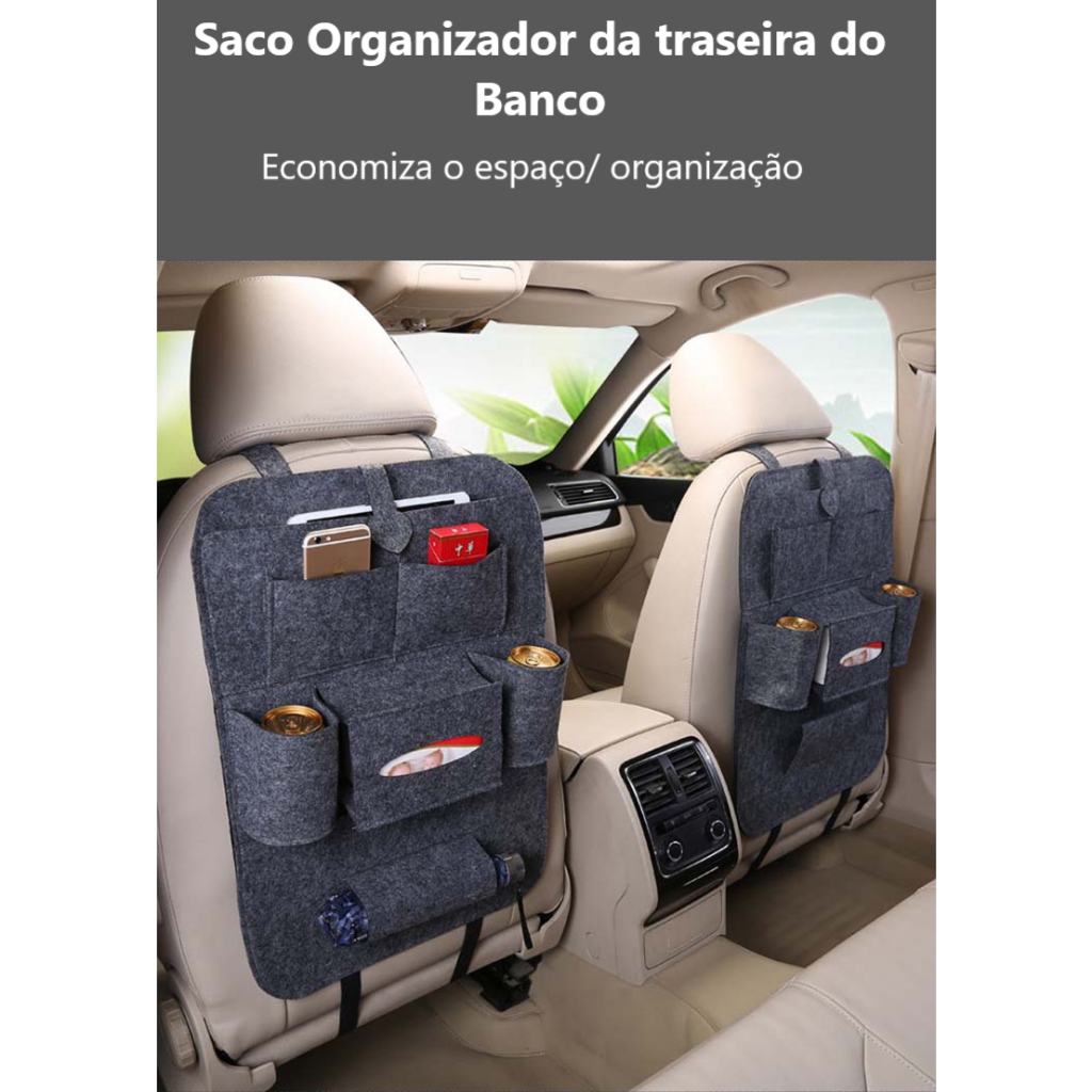 LP77 - Saco Organizador De Encosto Do Banco Traseiro Carro Toalhas De Papel De Bolso Múltiplo Suporte Telefone de Material Feltro