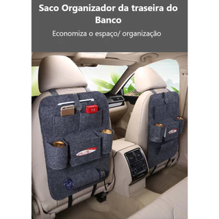 LP77 - Saco Organizador De Encosto Do Banco Traseiro Carro Toalhas De Papel De Bolso Múltiplo Suporte Telefone de Material Feltro