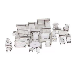 Kit Com 30 Mini Móveis Para Casa De Bonecas Branca