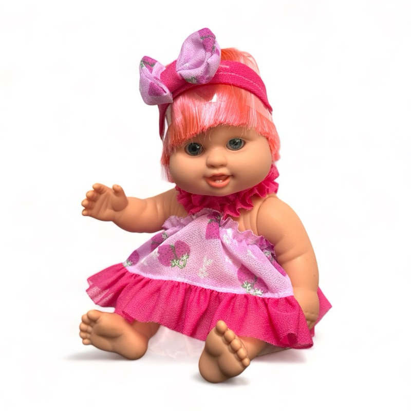Boneca Lindinha Colors 100% Vinil com Tiara e Laço - Envio