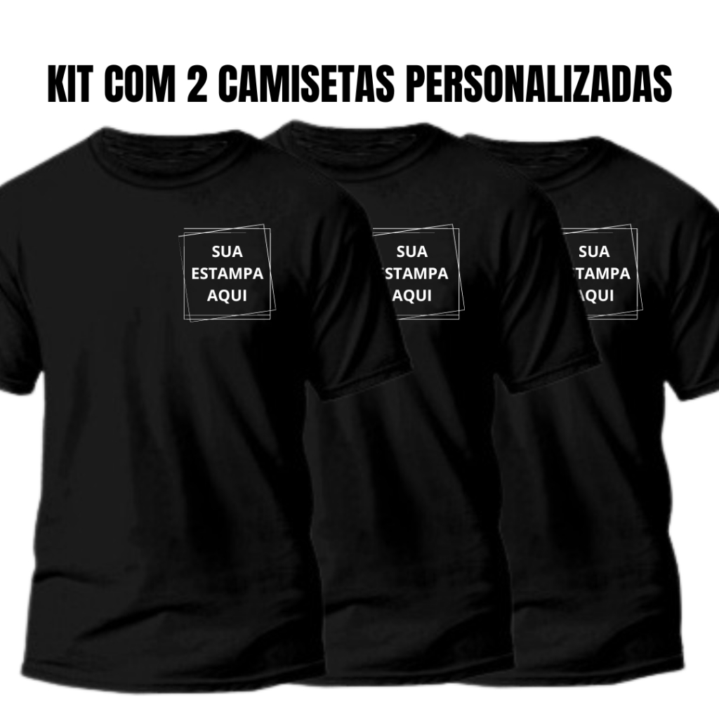 Kit 3 Camiseta Personalizada Nas Costas e Peito Com Sua Logo Ou Estampa Preferida 100% Algodão