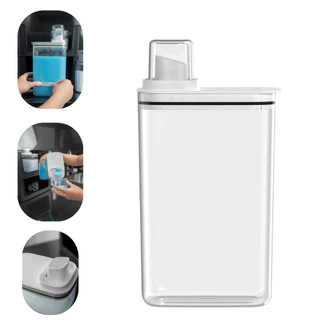 Porta Sabão Para Lavanderia Flow 2,3L OU Transparente Com Tampa Medidora, Dispenser Sabão, Liquido, Alvejante, Amaciante