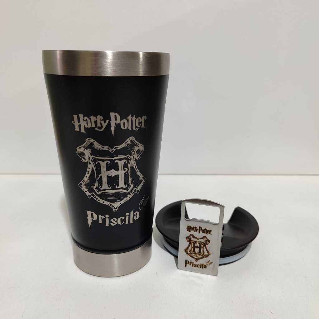 Copo Termico 500ml com abridor personalizado Harry Potter