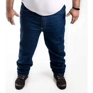 Calça Jeans Plus Size Masculina Algodão Elastano Lycra Azul Escuro Preta 50 52 54 56 58 60 62 64 66 68 70