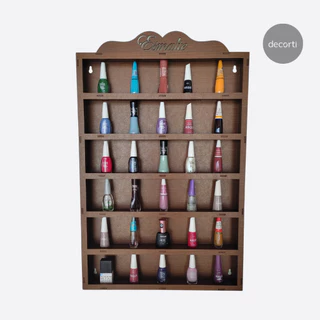 Expositor de Esmaltes MDF 6 Prateleiras Manicure Preto Caramelo Marrom P/ 100 Unidades Resistente