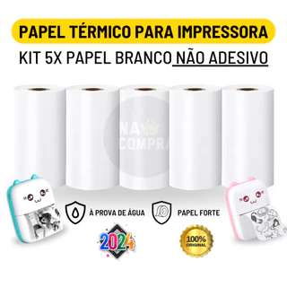 Kit 5 Bobina Térmica 57x30mm Não Adesivo Branco Rolo Para Mini Impressora Portátil