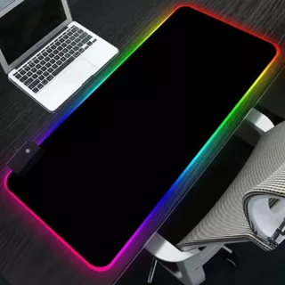 Mousepad Para Jogo Gamer Extra Grande 80 x 30 cm com LED RGB Speed Edition Preto Liso Sem Estampa