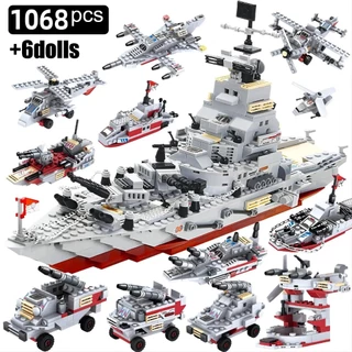 Brinquedo Blocos de Montar Navio De Guerra Porta Avioes Marinha Navy Quebra Cabeça completo