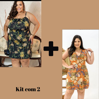 Kit 2 vestidos Plus size Midi Estampado Roupa de verão Tamnho Grande GG