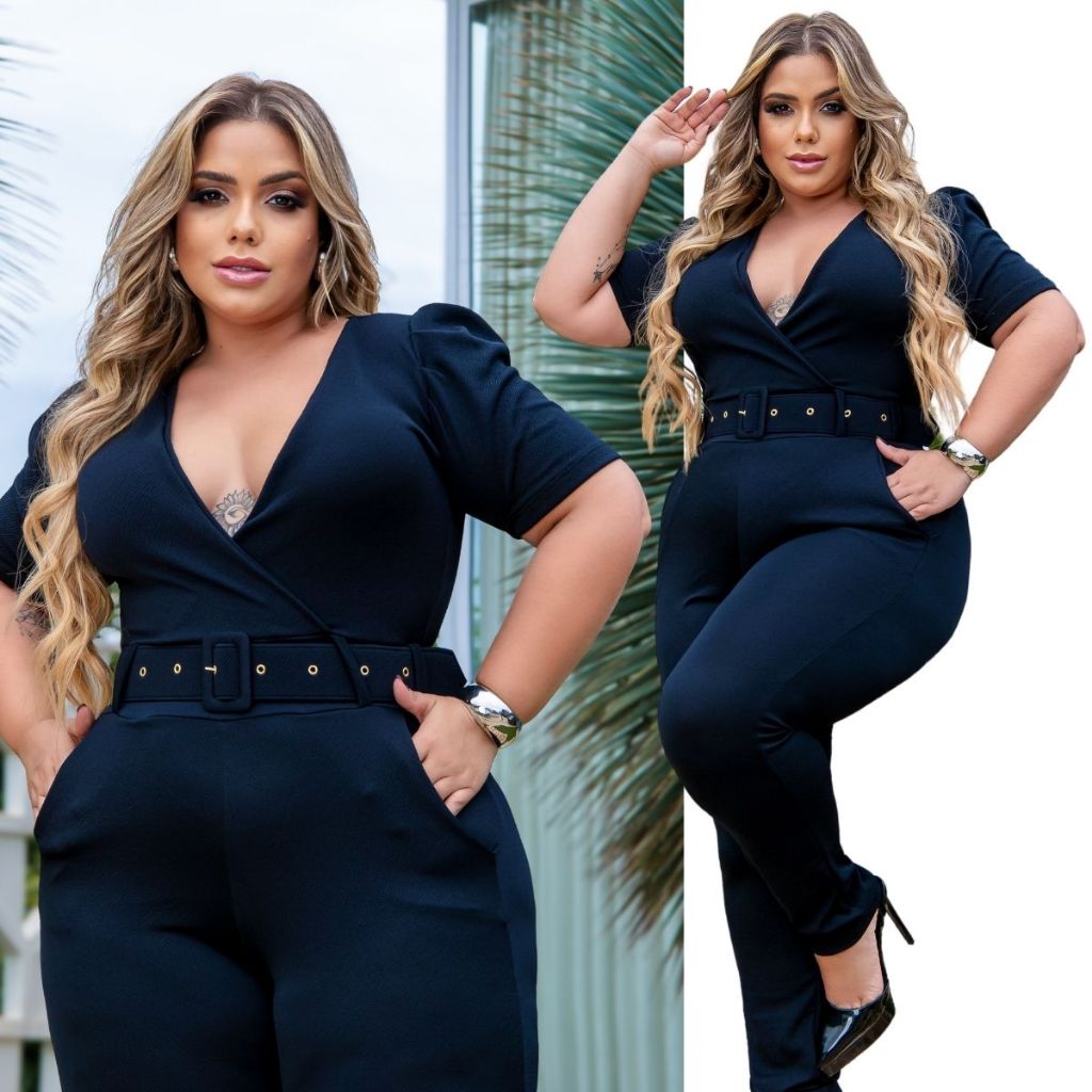 Macacão feminino longo social best sale plus size