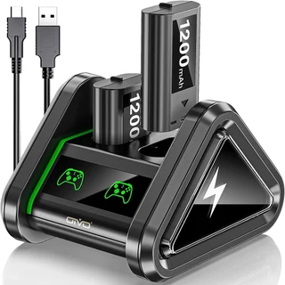 Base Carregadora de Bateria Compatível Controle Xbox Series S/X + 2 Baterias 1200mAh Recarregáveis