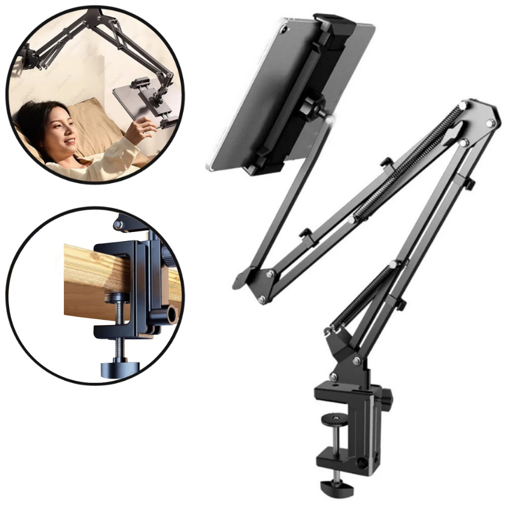 Suporte Articulado Braço Flexível Grande Mesa Celular Tablet
