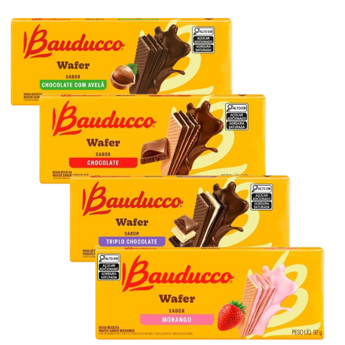 Wafer Bauducco 140g Kit C/4 UN - Sabores Váriados
