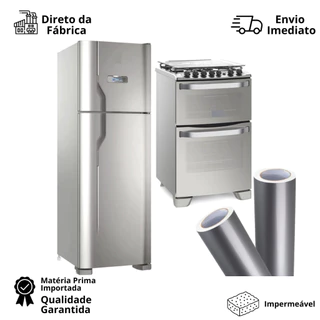 Adesivo Envelopar Geladeira Vinil Prata Tipo INOX -4m