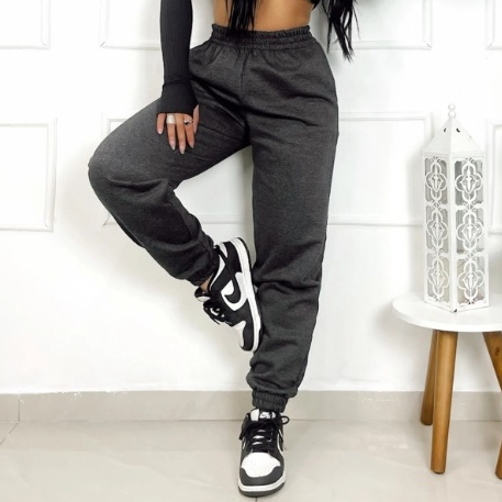 Calça Moletom Jogger Flanelada Cintura Alta Tecido Grosso Feminina Com Bolso