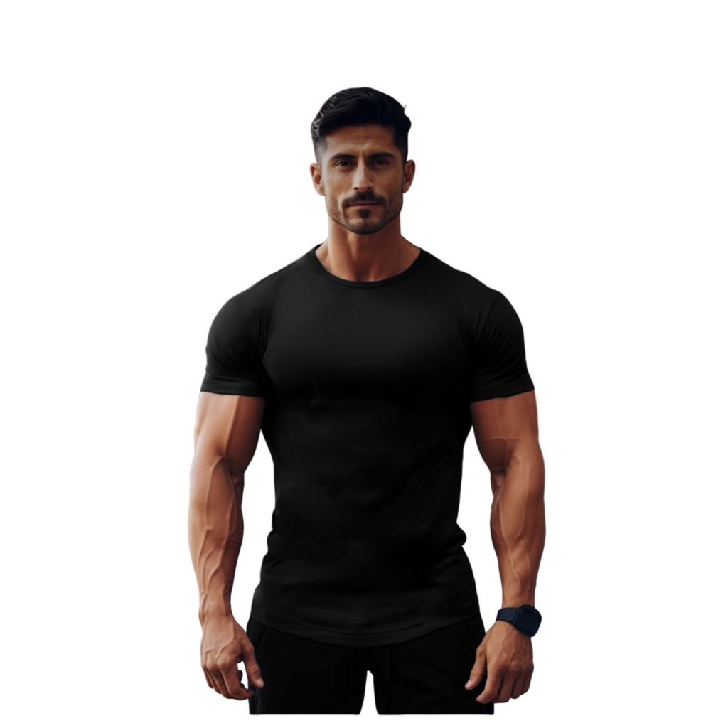 Camiseta Masculina Preta Academia/balada Tencel/Modal Camisa Masculina Estilo Insider