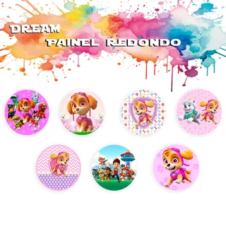 Capa Para Painel Para Festa Infantil Redondo Tematico Cachorro Patrulha Aniversario Crianças Malha Tecido decoração elegante