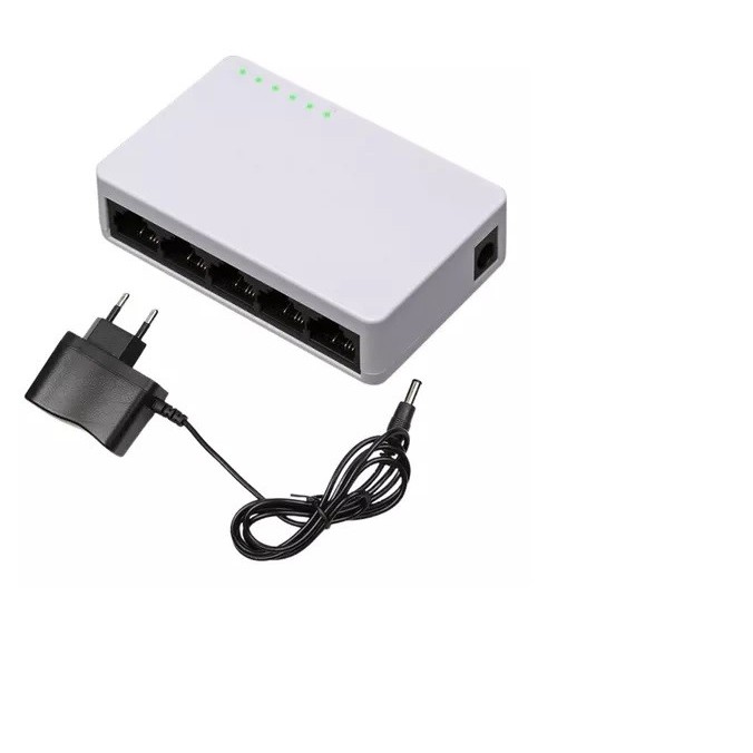 Switch Mini 5 Portas Hub Cabo 10/100mbps Rede Ethernet Rj-45