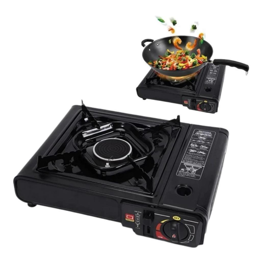 Fogareiro Fogão Cooktop A Gas Camping Acampamento C/ Maleta