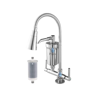 Torneira com Filtro Gourmet Flexível Cozinha Bancada c/ Ducha 2 Jatos 1/4 de Volta com Refil